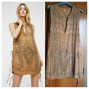 Free People Love Story beaded mini tunic dress  L